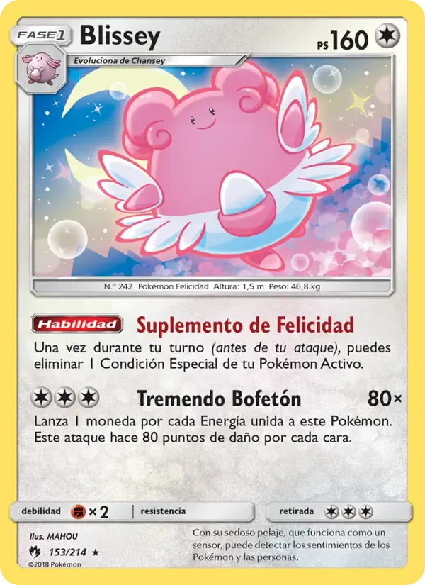 Blissey — Truenos Perdidos 153 Spanish Pokémon card