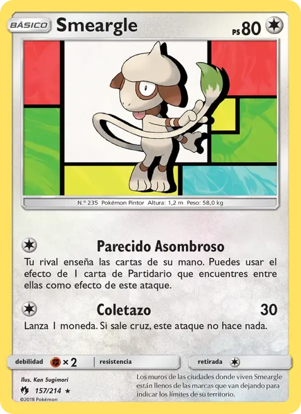 Smeargle — Truenos Perdidos 157 Spanish Pokémon card