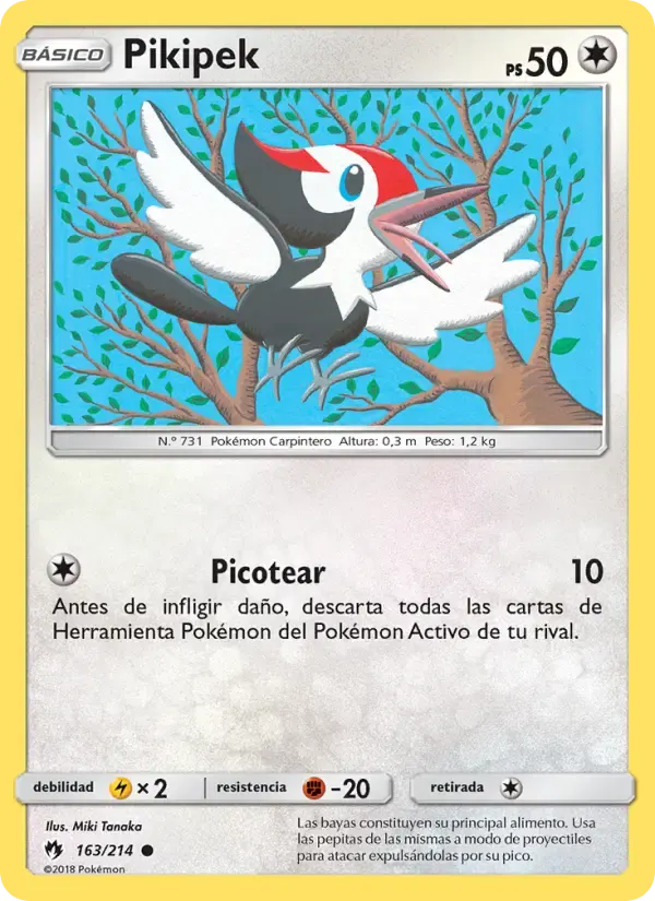 Pikipek — Truenos Perdidos 163 Spanish Pokémon card