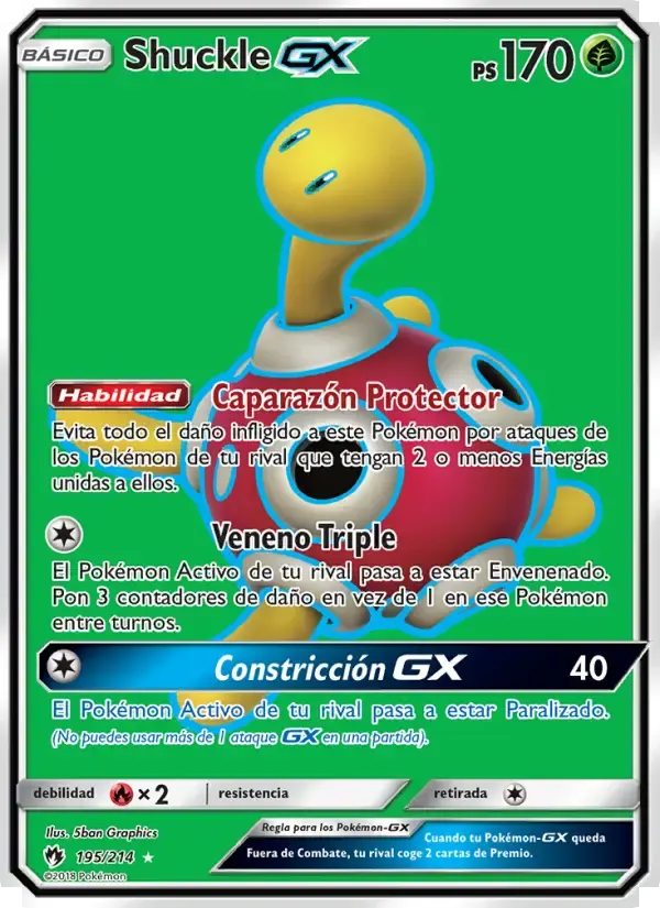 Shuckle GX — Truenos Perdidos 195 Spanish Pokémon card