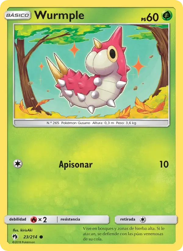 Wurmple — Truenos Perdidos 23 Spanish Pokémon card
