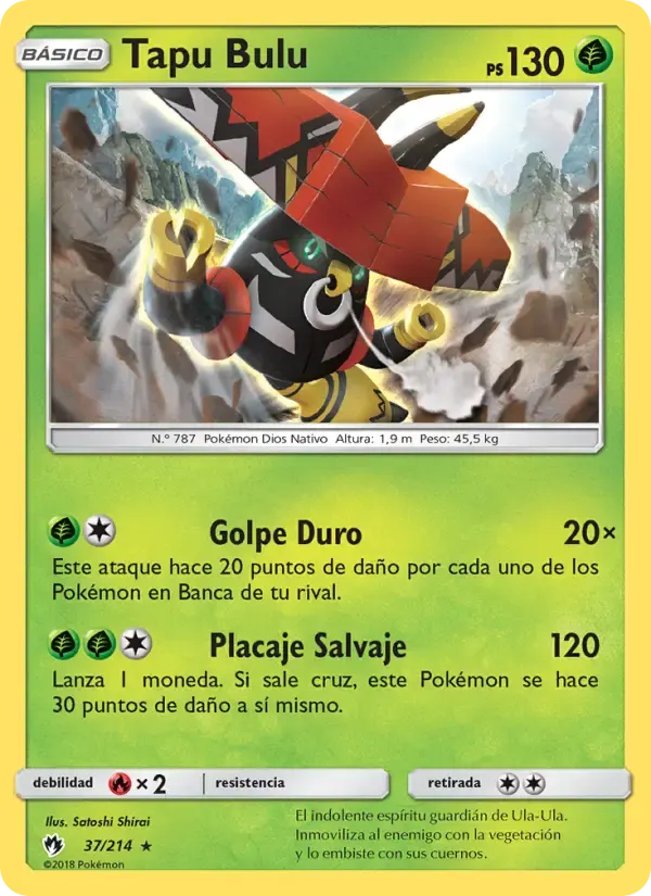 Tapu Bulu — Truenos Perdidos 37 Spanish Pokémon card