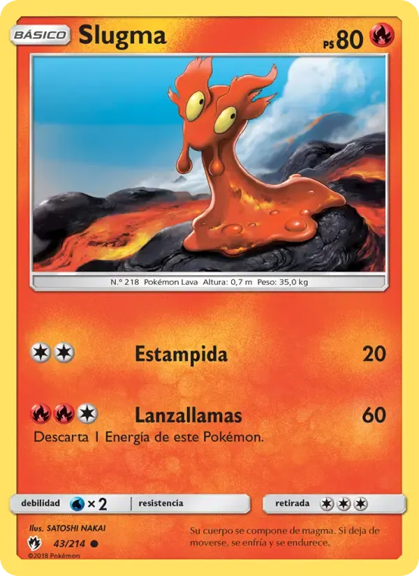Slugma — Truenos Perdidos 43 Spanish Pokémon card