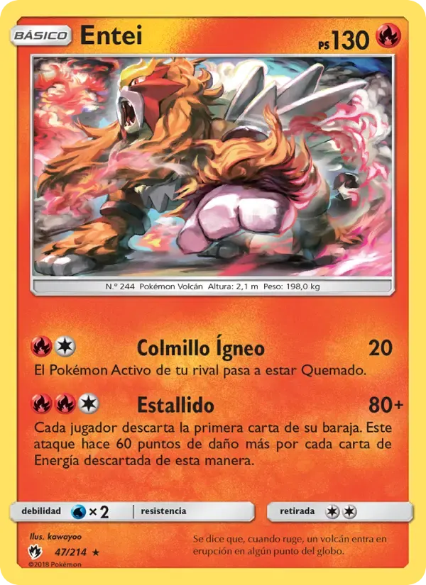 Entei — Truenos Perdidos 47 Spanish Pokémon card