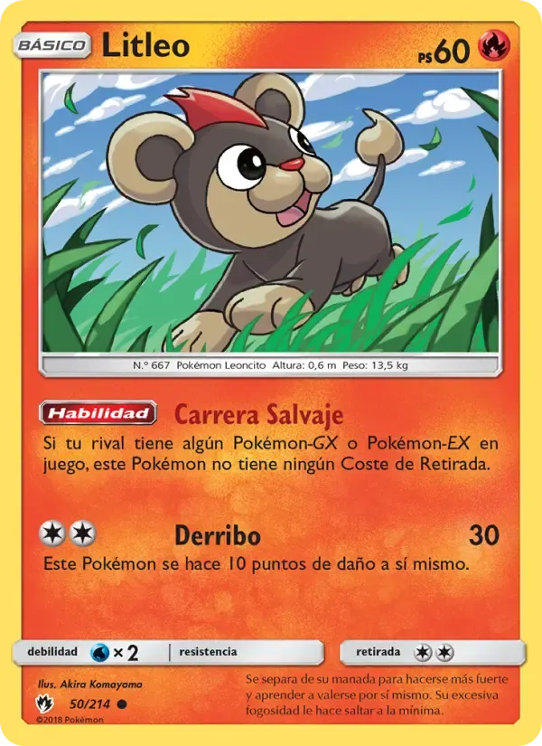 Litleo — Truenos Perdidos 50 Spanish Pokémon card