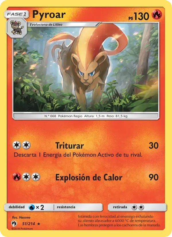 Pyroar — Truenos Perdidos 51 Spanish Pokémon card
