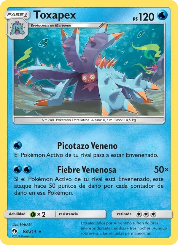 Toxapex — Truenos Perdidos 69 Spanish Pokémon card