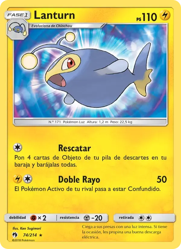 Lanturn — Truenos Perdidos 74 Spanish Pokémon card