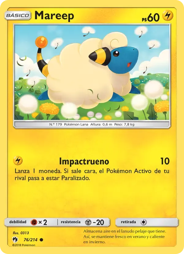Mareep — Truenos Perdidos 76 Spanish Pokémon card