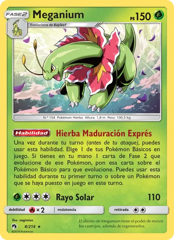Meganium — Truenos Perdidos 8 Spanish Pokémon card