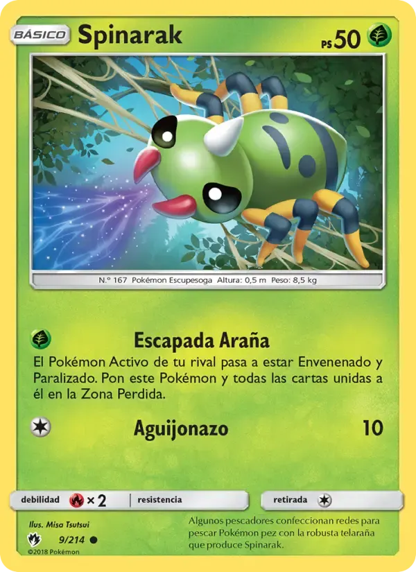 Spinarak — Truenos Perdidos 9 Spanish Pokémon card