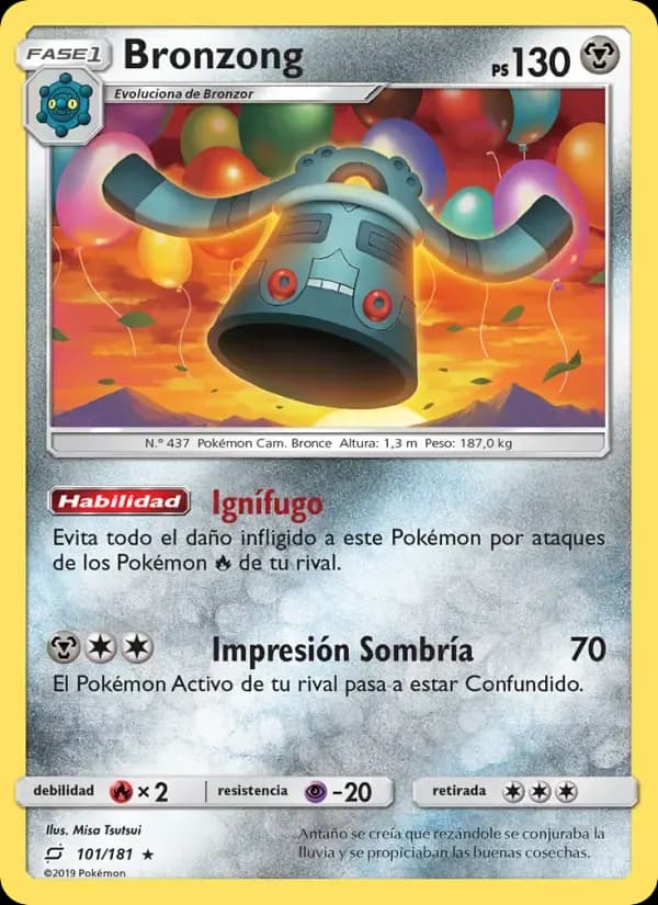 Bronzong — Union de Aliados 101 Spanish Pokémon card