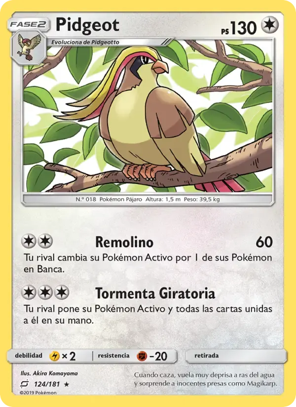 Pidgeot — Union de Aliados 124 Spanish Pokémon card