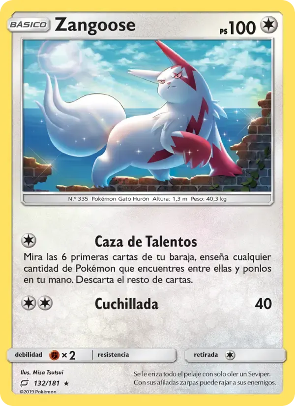 Zangoose — Union de Aliados 132 Spanish Pokémon card