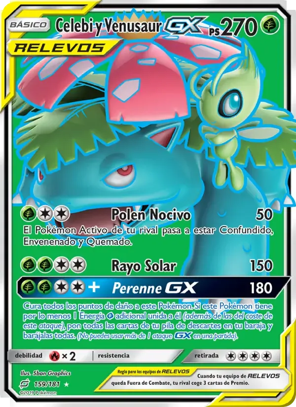 Celebi y Venusaur GX — Union de Aliados 159 Spanish Pokémon card