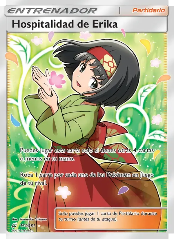 Hospitalidad de Erika — Union de Aliados 174 Spanish Pokémon card