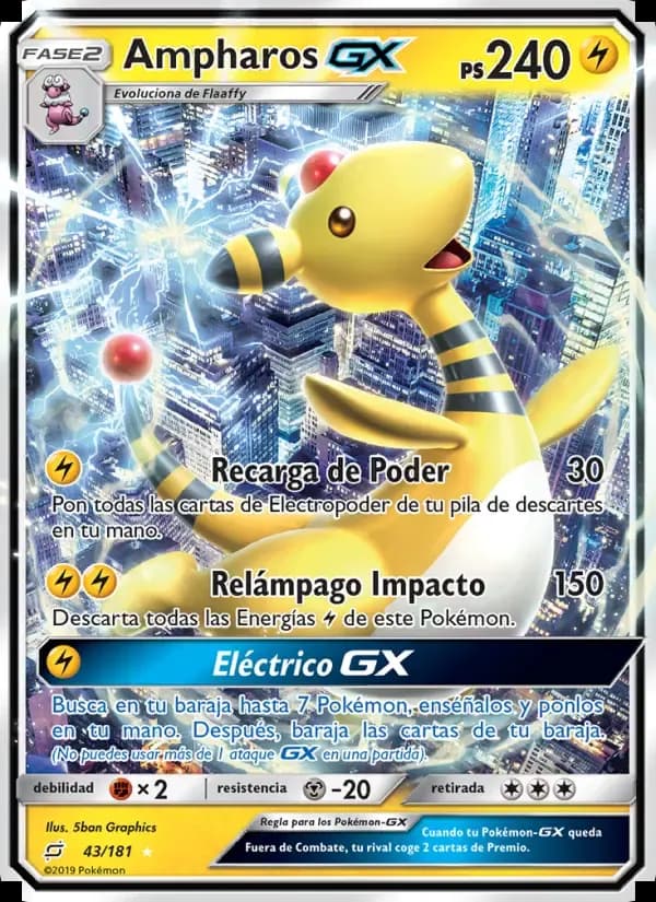 Ampharos GX — Union de Aliados 43 Spanish Pokémon card