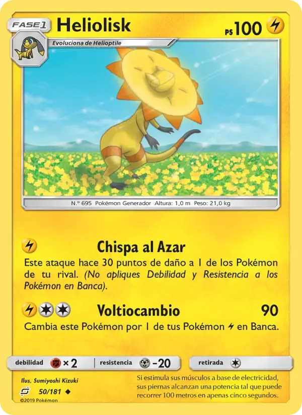 Heliolisk — Union de Aliados 50 Spanish Pokémon card