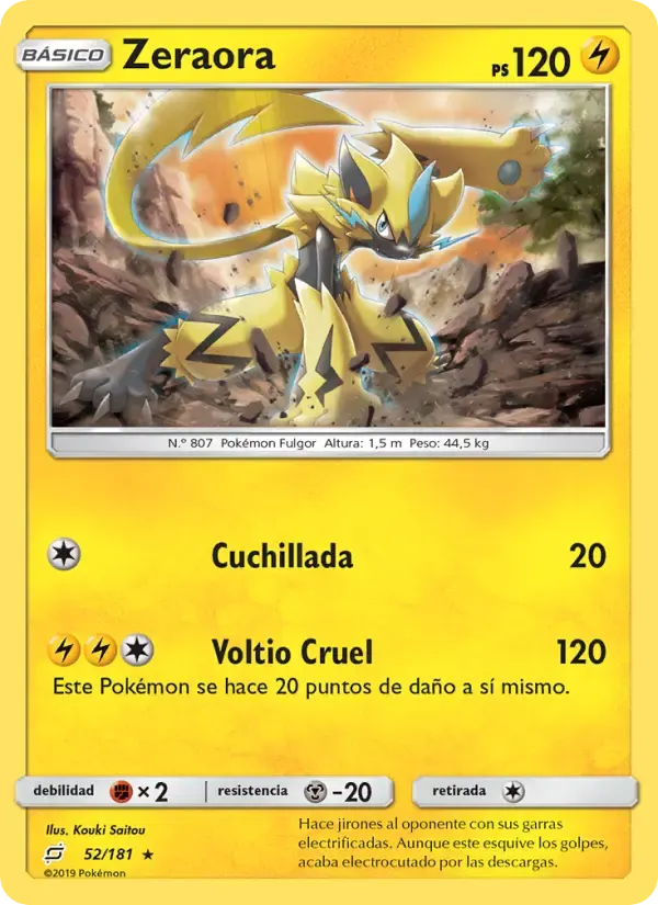 Zeraora — Union de Aliados 52 Spanish Pokémon card