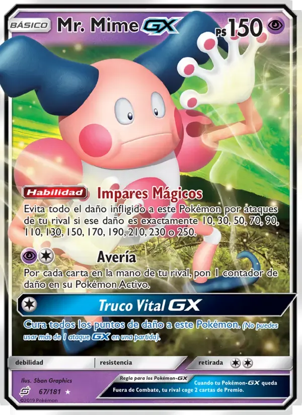 Mr. Mime GX — Union de Aliados 67 Spanish Pokémon card