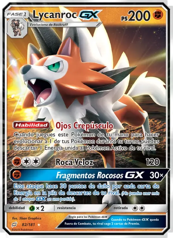 Lycanroc GX — Union de Aliados 82 Spanish Pokémon card