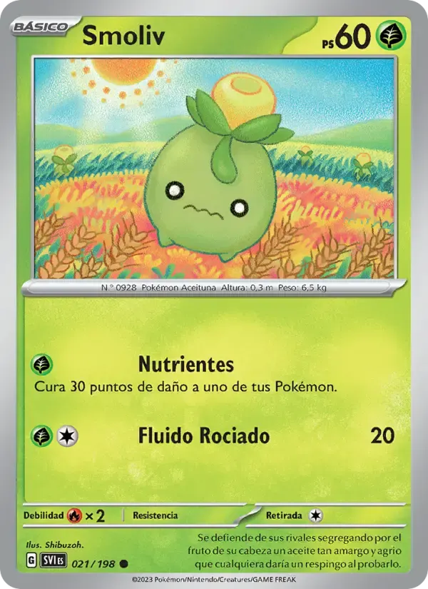 Smoliv — Escarlata y Púrpura 21 Spanish Pokémon card