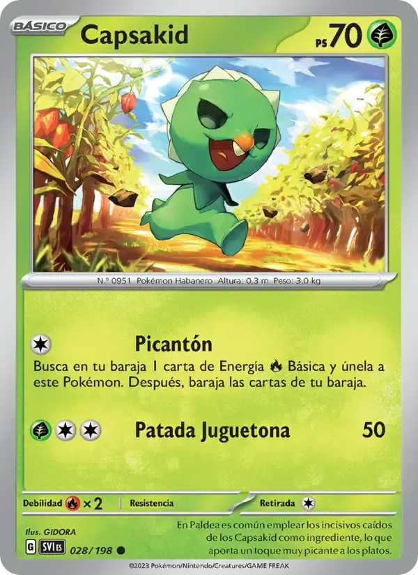 Capsakid — Escarlata y Púrpura 28 Spanish Pokémon card