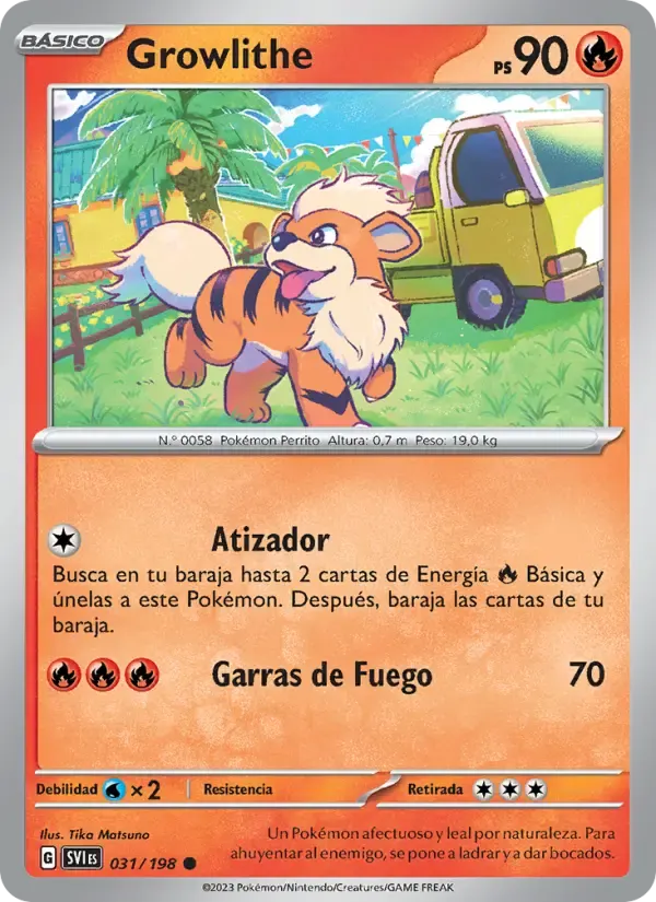 Growlithe — Escarlata y Púrpura 31 Spanish Pokémon card