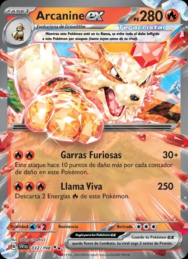 Arcanine ex — Escarlata y Púrpura 32 Spanish Pokémon card