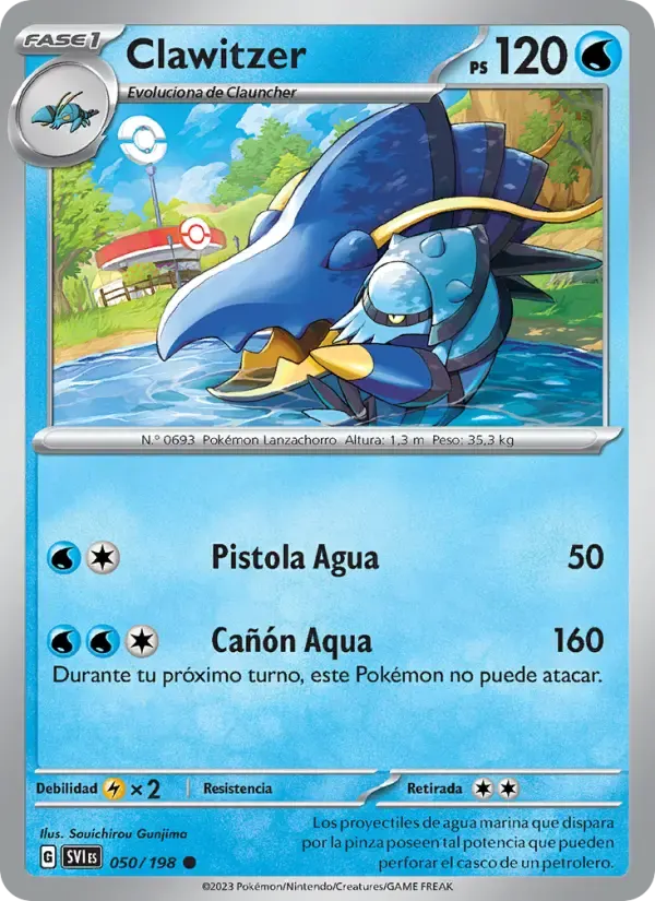 Clawitzer — Escarlata y Púrpura 50 Spanish Pokémon card