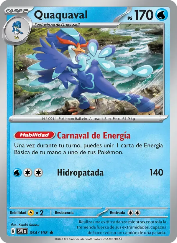Quaquaval — Escarlata y Púrpura 54 Spanish Pokémon card
