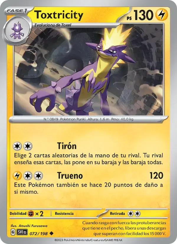Toxtricity — Escarlata y Púrpura 72 Spanish Pokémon card