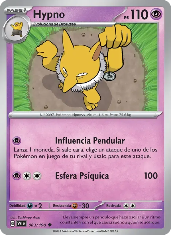 Hypno — Escarlata y Púrpura 83 Spanish Pokémon card