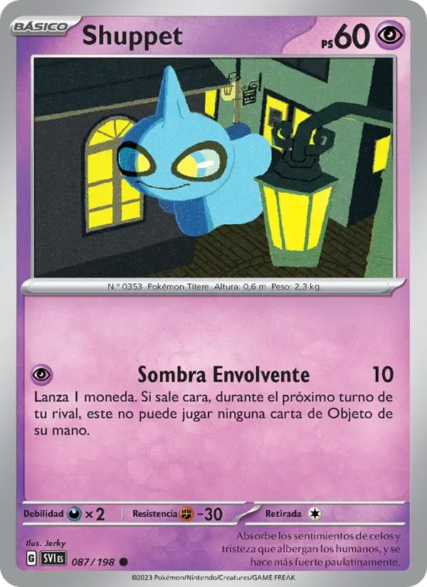Shuppet — Escarlata y Púrpura 87 Spanish Pokémon card