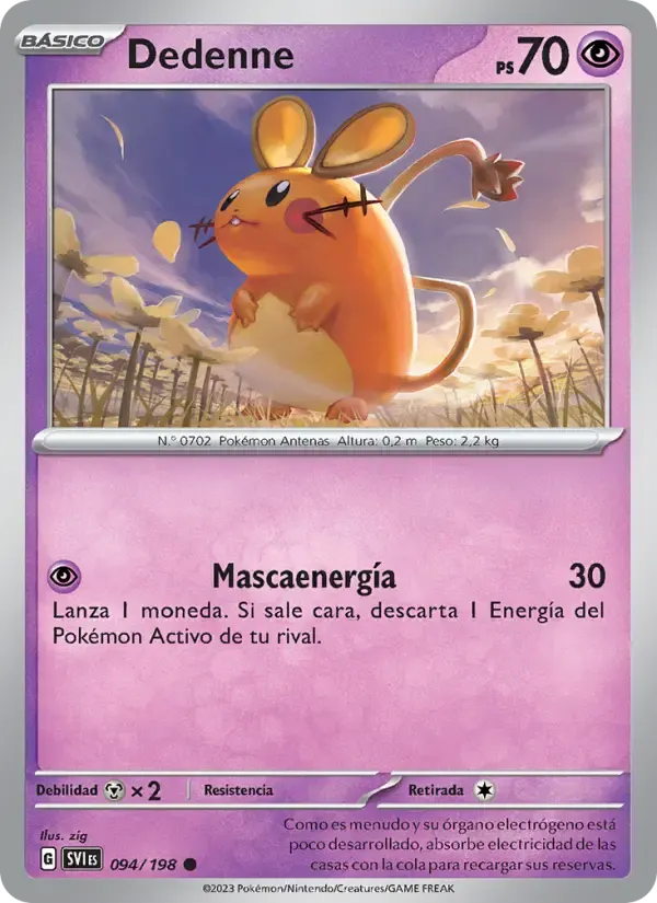 Dedenne — Escarlata y Púrpura 94 Spanish Pokémon card