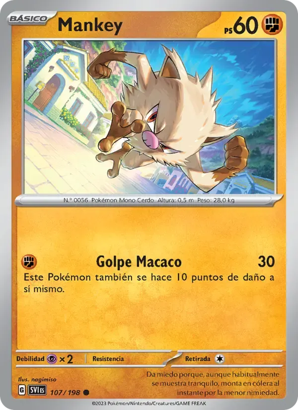 Mankey — Escarlata y Púrpura 107 Spanish Pokémon card