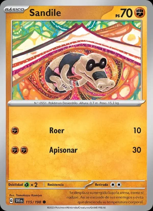 Sandile — Escarlata y Púrpura 115 Spanish Pokémon card