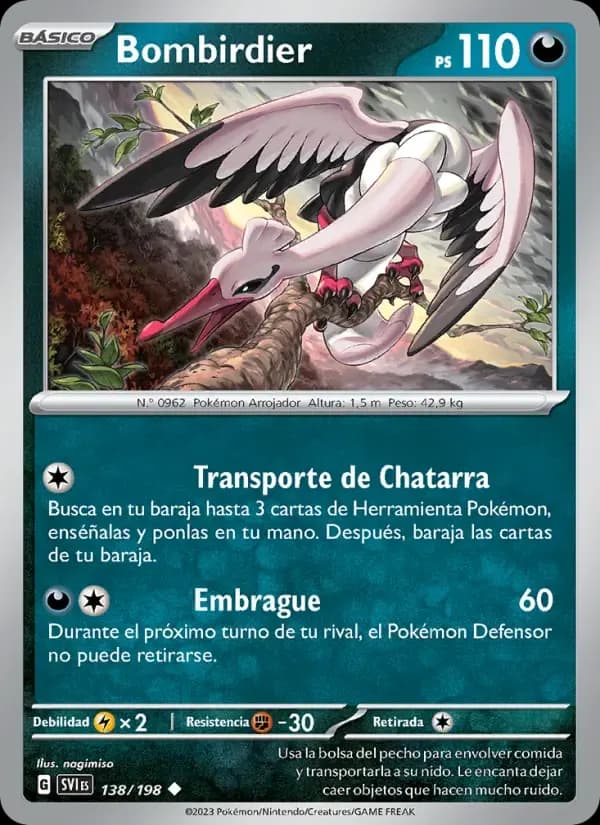 Bombirdier — Escarlata y Púrpura 138 Spanish Pokémon card