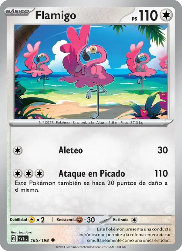 Flamigo — Escarlata y Púrpura 165 Spanish Pokémon card