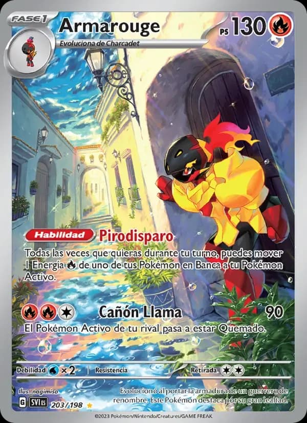 Armarouge — Escarlata y Púrpura 203 Spanish Pokémon card