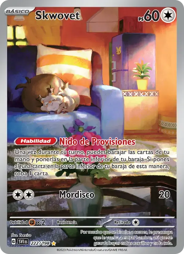 Skwovet — Escarlata y Púrpura 222 Spanish Pokémon card