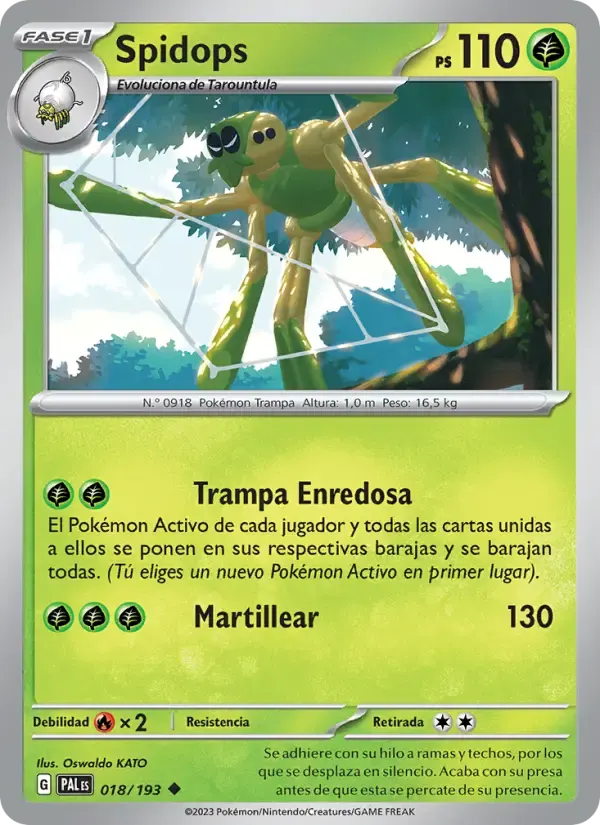 Spidops — Evoluciones en Paldea 18 Spanish Pokémon card