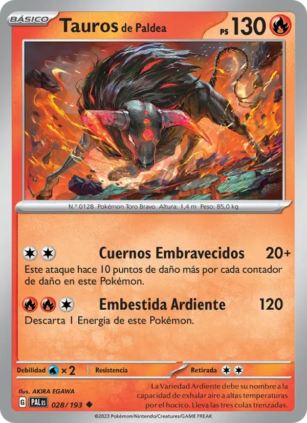 Tauros de Paldea — Evoluciones en Paldea 28 Spanish Pokémon card