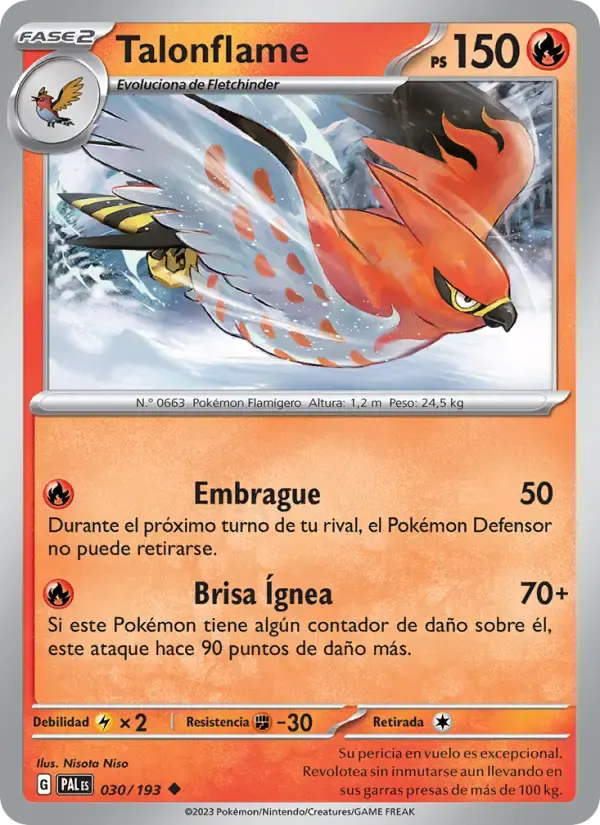 Talonflame — Evoluciones en Paldea 30 Spanish Pokémon card