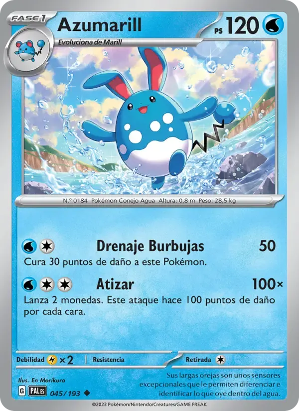 Azumarill — Evoluciones en Paldea 45 Spanish Pokémon card