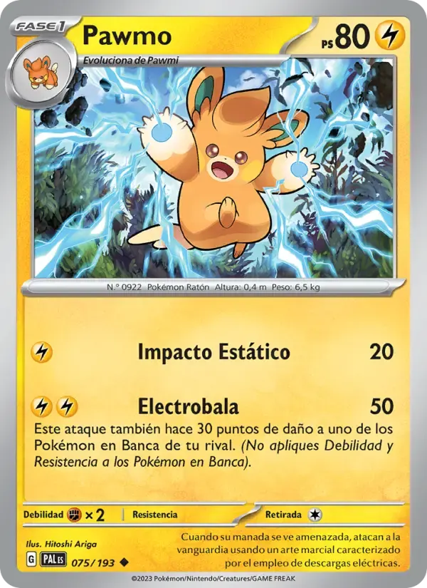 Pawmo — Evoluciones en Paldea 75 Spanish Pokémon card