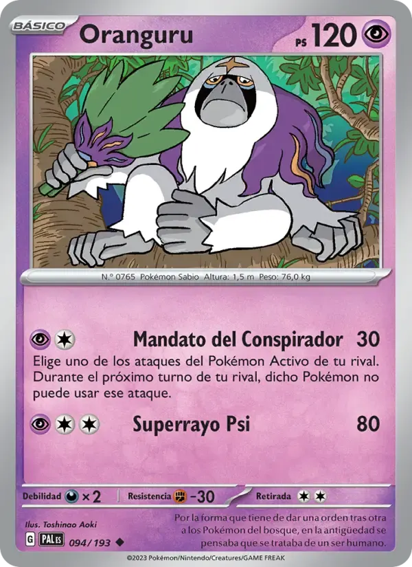 Oranguru — Evoluciones en Paldea 94 Spanish Pokémon card