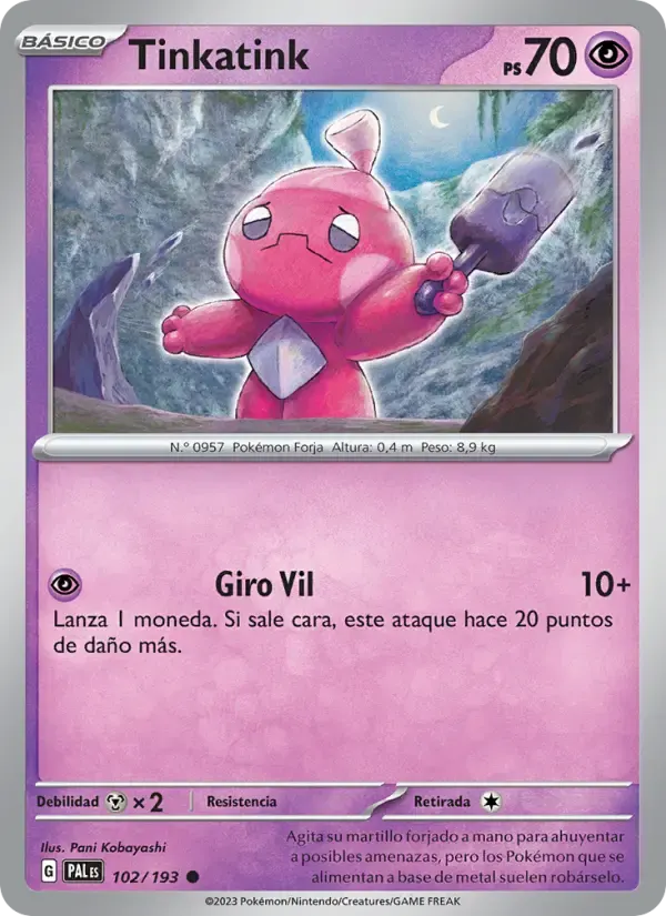 Tinkatink — Evoluciones en Paldea 102 Spanish Pokémon card