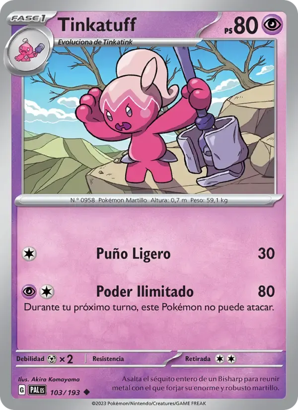 Tinkatuff — Evoluciones en Paldea 103 Spanish Pokémon card