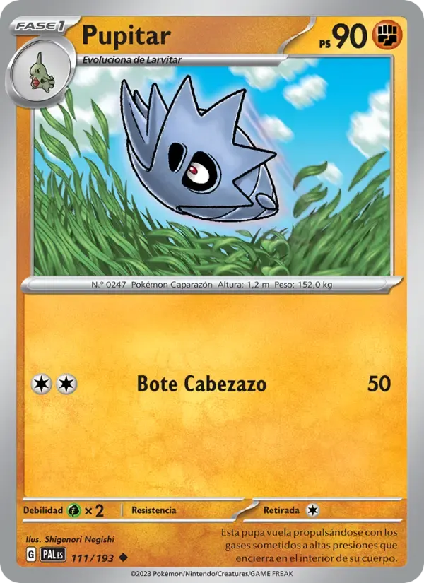 Pupitar — Evoluciones en Paldea 111 Spanish Pokémon card